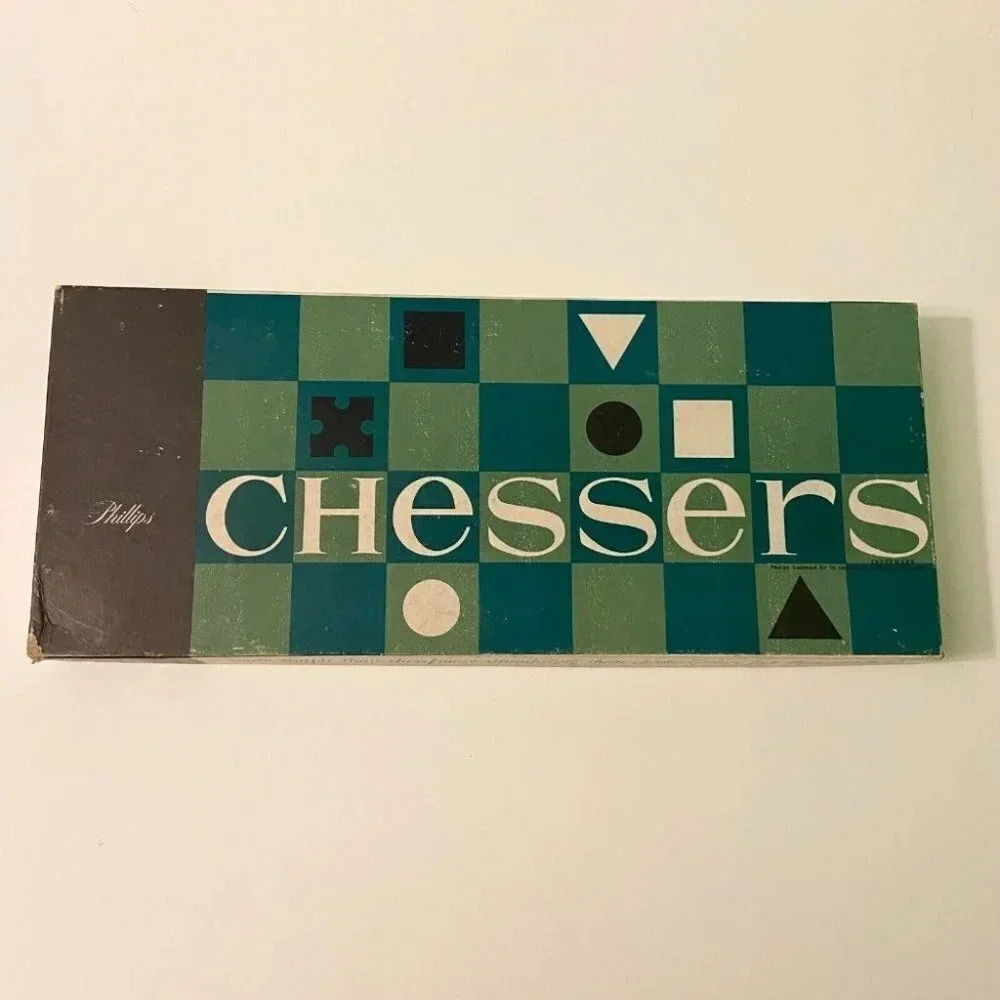 Rare Vintage 1960 Chessers Board Game Phillips Chess Checkers Wood Like New
